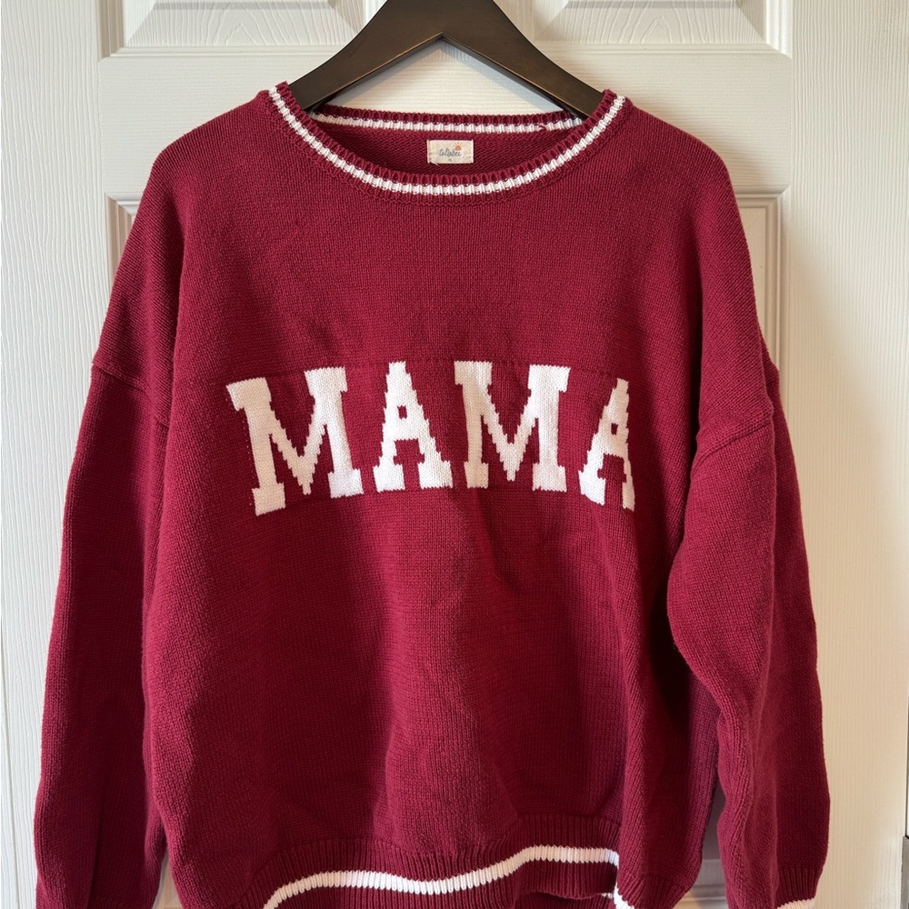 Red 'MAMA' Crew Neck Sweater